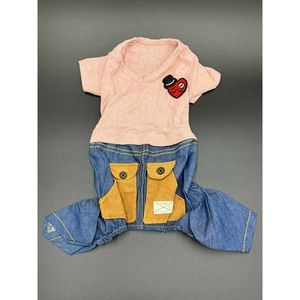 Cute One-Piece Denim Dog Outfit Pet Clothes Puppy & Cat Apparel